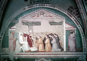 Le Pape Innocent III approuvant la règle de Saint François, de la chapelle Bardi, vers 1320
